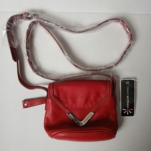 Isaac Mizrahi Vibrant Red Crossbody Leather Bag